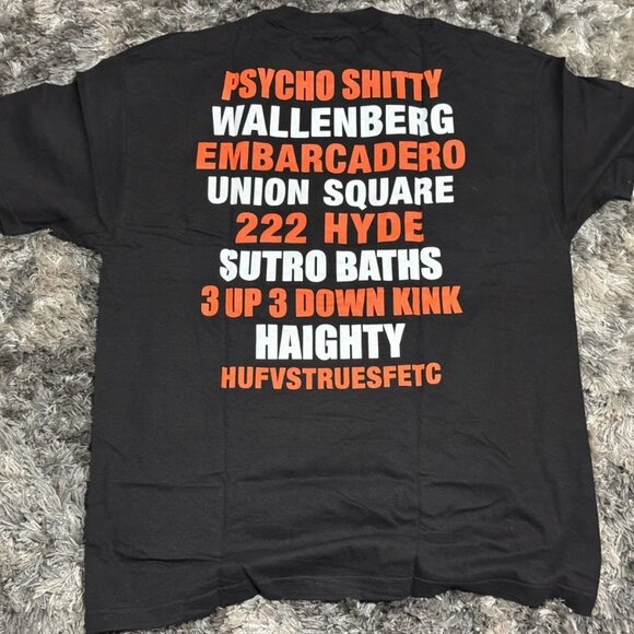 Size XL Huf Mens Black Crew Neck Everyday Comfort Graphic Print T-Shirt - Picture 2 of 4